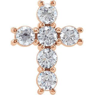 14K Rose 1 1/6 CTW Natural Diamond Cross Pendant