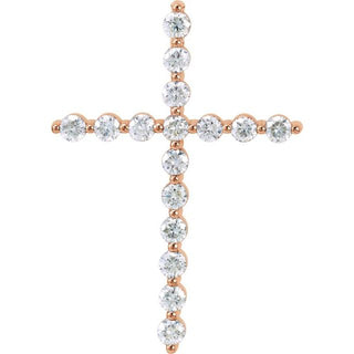 14K Rose 3/4 CTW Lab-Grown Diamond Cross Pendant