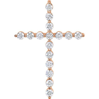 14K Rose 1/2 CTW Lab-Grown Diamond Cross Pendant