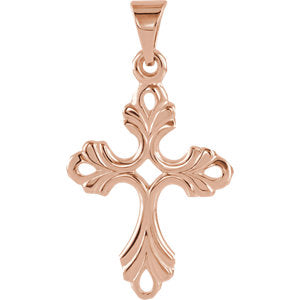 14K Rose 19.5x15 MM Design Cross Pendant