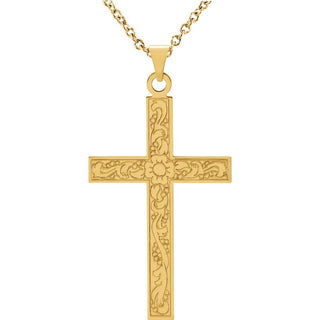 14K Yellow 18x12 mm Cross 18" Necklace