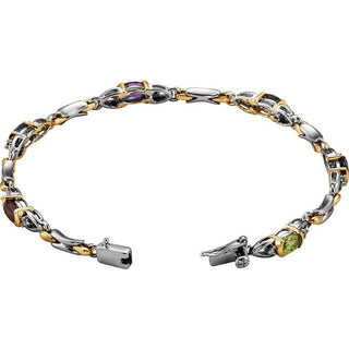 14K White/Yellow Natural Multi-Gemstone  & 1/10 CTW Natural Diamond 7 1/2" Bracelet
