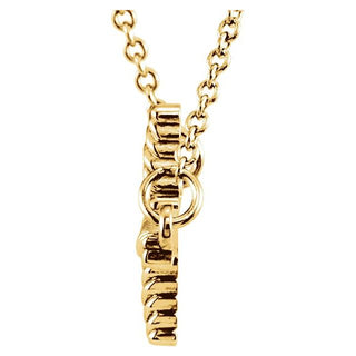 14K Yellow Sideways Rope Cross 16 1/2" Necklace