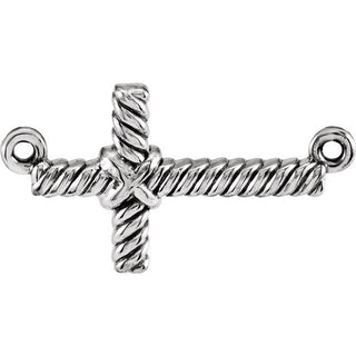 14K White Sideways Rope Cross Necklace Center