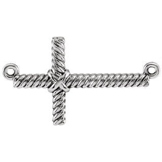 14K White Sideways Rope Cross Necklace Center