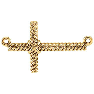 14K Yellow Sideways Rope Cross Necklace Center