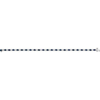 14K White Natural Blue Sapphire &  2 3/8 CTW Natural Diamond Line 7" Bracelet
