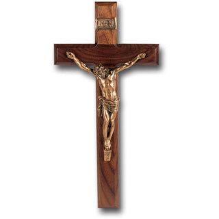 12" Walnut Crucifix With Museum Gold Corpus