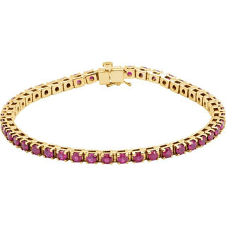 14K Yellow Natural Ruby Line 7" Bracelet
