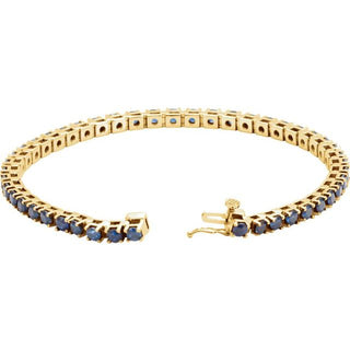 14K Yellow Natural Blue Sapphire Line 7" Bracelet