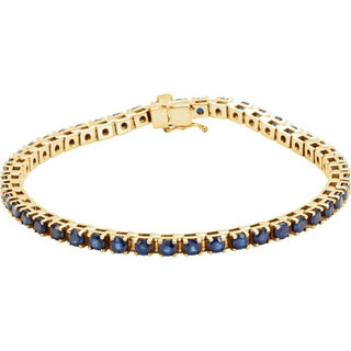 14K Yellow Natural Blue Sapphire Line 7" Bracelet