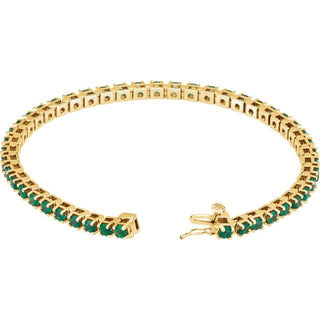 14K Yellow Natural Emerald Line 7" Bracelet
