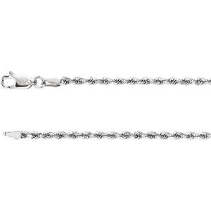 20-inch Diamond Cut Rope Chain with Lobster Clasp - 14K White Gold