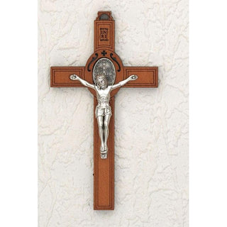 4-1/2 Inch St Benedict Wood Cross & Silver Corpus