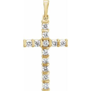 14K Yellow 3/4 CTW Natural Diamond Cross Pendant   