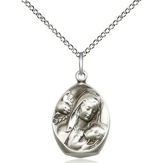 Sterling Silver Madonna & Child Medal Religious Jewelry