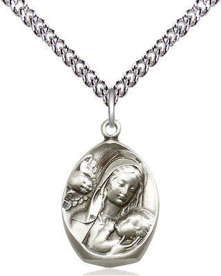 Sterling Silver Madonna & Child Medal Religious Jewelry