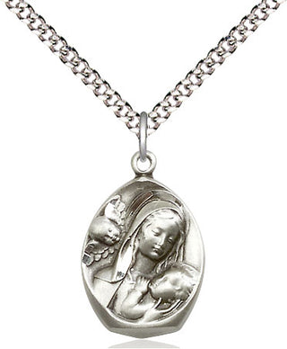 Sterling Silver Madonna & Child Medal Religious Jewelry