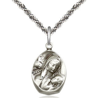 Sterling Silver Madonna & Child Medal Religious Jewelry