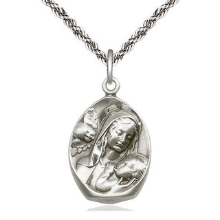Sterling Silver Madonna & Child Medal Catholic Jewelry