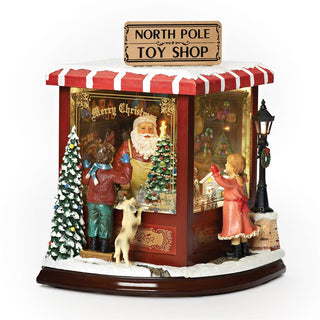 10.5-Inch Lighted Musical North Pole Toy Shop - Rotation