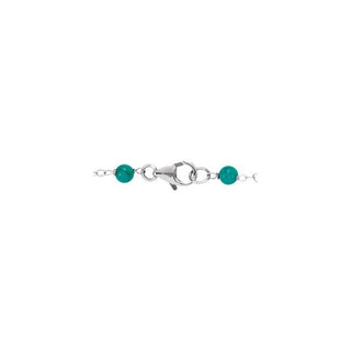 Sterling Silver Cultured White Freshwater Pearl & Natural Turquoise Station 7 1/2" Bracelet