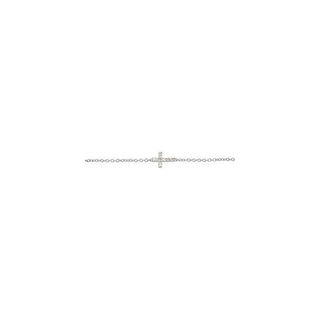 14K White .04 CTW Natural Diamond Sideways Cross Youth 7" Bracelet
