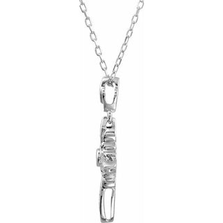 Sterling Silver Imitation White Cubic Zirconia Cross 18" Necklace