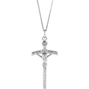 Sterling Silver 38x18 MM Crucifix 24" Necklace