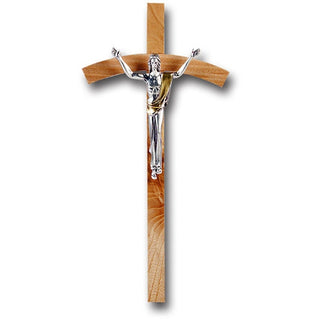 8" Oak Cross With Antique Silver Corpus