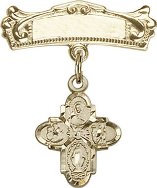 14kt Gold Badge Pin 4-Way Baby Badge