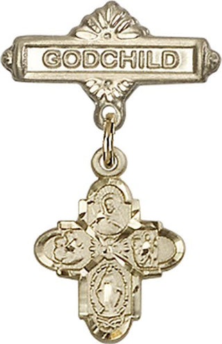 14kt Gold Godchild 4-Way Baby Badge