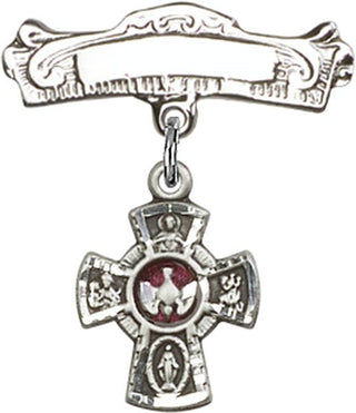Sterling Silver Badge Pin 5-Way Baby Badge