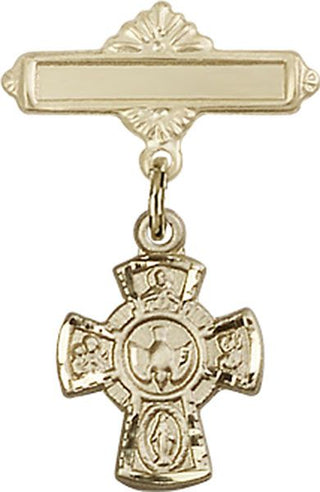 14kt Gold Filled Polished Badge Pin 5-Way Baby Badge