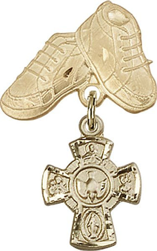 14kt Gold Baby Boots 5-Way Baby Badge