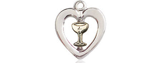 Two-Tone GF/SS Heart / Chalice Medal Religious and Catholic Jewelry