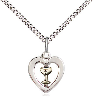 Two-Tone GF/SS Heart / Chalice Medal Religious and Catholic Jewelry