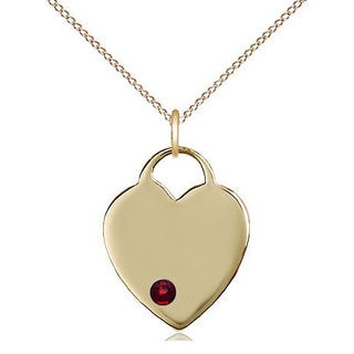 14kt Gold Filled Heart Charm Garnet Swarovski | 18-inch Chain | Engravable