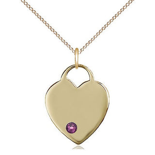 14kt Gold Filled Heart Pendant | Amethyst | 18-inch Chain | Engravable