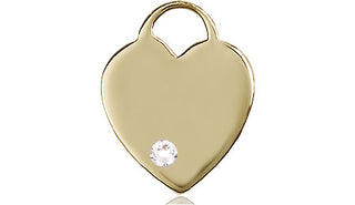 14kt Gold Filled Heart Pendant with a 3mm Crystal Swarovski stone on an 18-inch Gold Filled Light Curb Chain Engraved Catholic Saint Jewelry