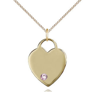 14kt Gold Filled Heart Charm Light Amethyst Swarovski | 18-inch Chain | Engravable
