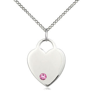 Sterling Silver Heart Charm Rose | 18-inch Chain | Engravable