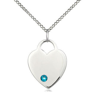 Sterling Silver Heart Charm Zircon | 18-inch Chain | Engravable
