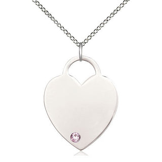Sterling Silver Heart Charm Light Amethyst | 18-inch Chain | Engravable