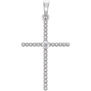 Platinum 33.3x17.6 mm .03 CTW Natural Diamond Beaded Cross Pendant