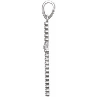 14K White 33.3x17.6 mm .03 CTW Natural Diamond Beaded Cross Pendant
