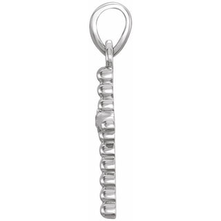 Platinum 19.1x9.5 mm .015 CTW Natural Diamond Beaded Cross Pendant