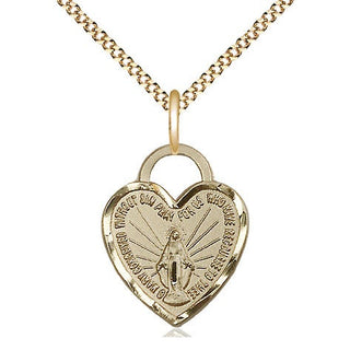 14kt Gold Filled Miraculous Heart Medal Religious Jewelry Engraved Catholic Saint Jewelry