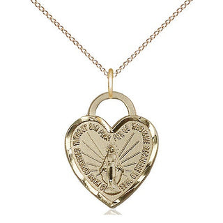 14kt Gold Filled Miraculous Heart Medal Religious Jewelry Engraved Catholic Saint Jewelry