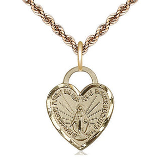 14kt Gold Miraculous Heart Medal Engraved Catholic Saint Jewelry